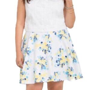 Torrid White Blue Floral Scuba Skater Skir…